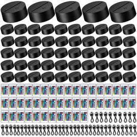 45 Pieces 3D Night LED Light Lamp Base, Light Base Holder with Remote Control and USB Cable Adjustable 16 Colors 4 Modes for Child Room Bedroom Living Room Bar Shop Restaurant Office (Black and White)