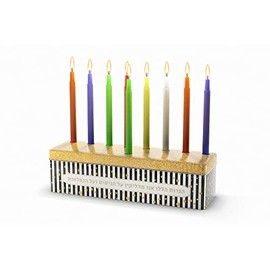 SHALHEVET LIGHT Tin Fun Chanukah Menorah and Candles Box Set (Black and White)