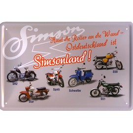 Geschenkeparadies 24 Decorative Tin Sign 20 x 30 cm Simson Haut die Roller an die Wand Ostdeutschland ist Simsonland!