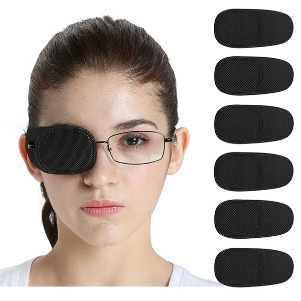 FCAROLYN 6pcs Eye Patch for Glasses (Normal Size, Black)