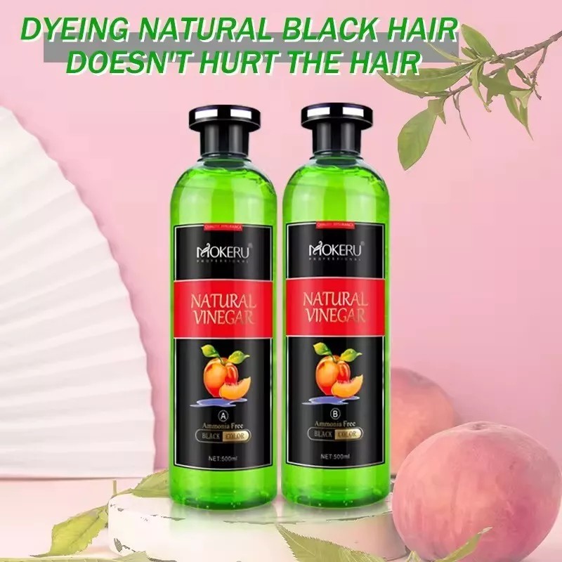 MOKERU Natural VINEGAR BLACK HAIR DYE CREAM 500ml*2/Pac Black Hair