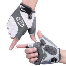 CXWXC Cycling Gloves, Summer, Finger Cut, Cycling Gloves, Gel Pad, Shock Absorption, Mesh Specifications, Breathable, Anti-Slip, Easy to Put on and Take off, Sweat Absorbent, Quick Drying, Unisex