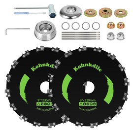 Paquete de 2 cuchillas cortadoras de acero al carbono de 9 pulgadas x 20T para Weedeater + 4 limas redondas + 2 juegos de adaptadores para cortador, recortador, herbicida