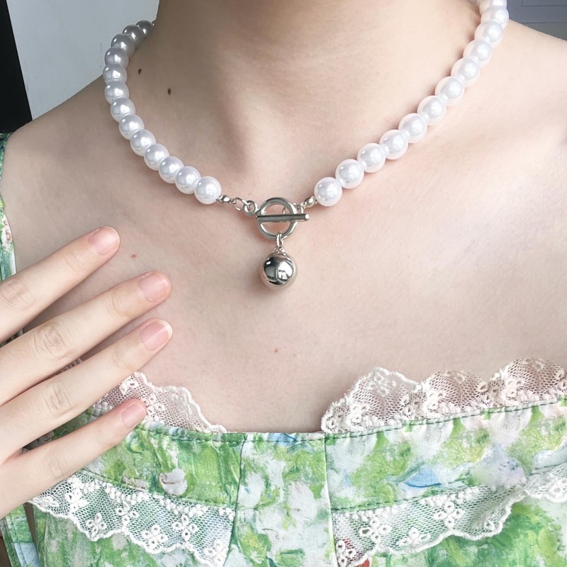 Silver Chunky Necklace for Women Minimalist Toggle Necklace Chunky Chain