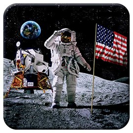 3D LiveLife Cork Coaster - Moon Landing from Deluxebase. Lenticular 3D Space Coaster. Non-Slip Table Coasters Featuring Original Artwork by David Penfound. Ideal for Home Decor.