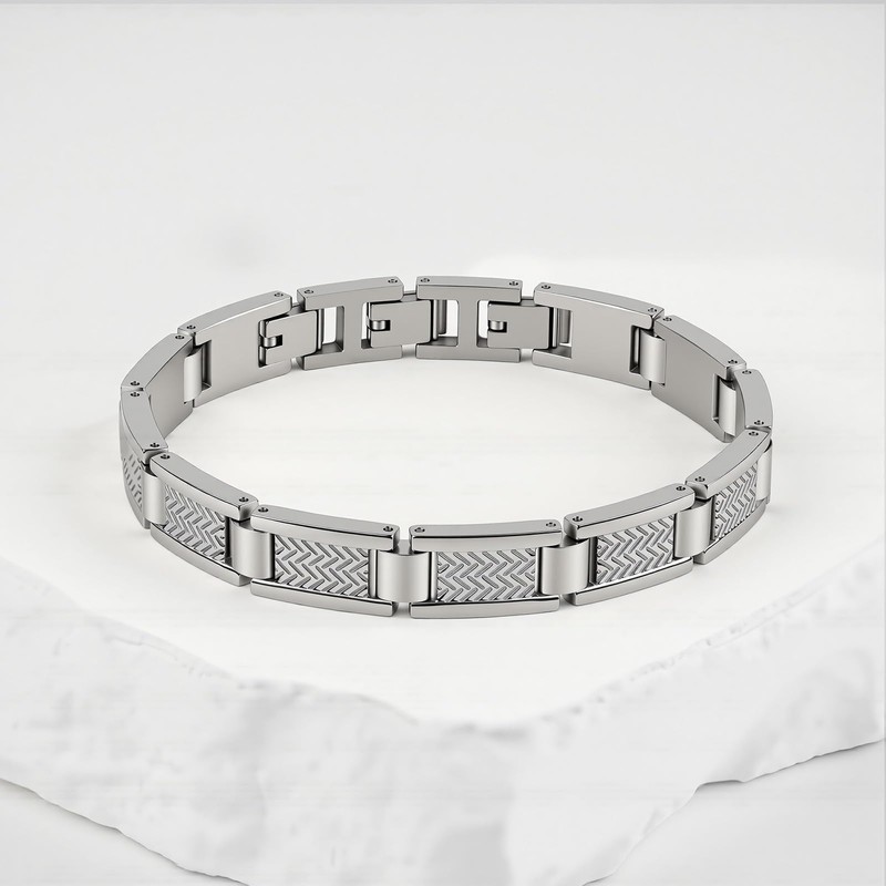 Feifuli Men's Stainless Steel Bracelet 7.5-8.9 Inches Solid Thick Chain