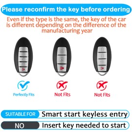 Tukellen - Funda de piel auténtica hecha a mano con llave Nissan para Altima Pathfinder Armada Murano Maxima Rogue Infinity Smart Remote con 4 botones, color rojo