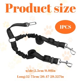 Dog Seat Belts For Cars UK, 75cm Adjustable Elastic Dog Car Harness, Double Dog Seat Belt, D og Car Seat Belt, D og Seat Belt for Pet Safety Restraint for Travel & Daily Use, (Black)