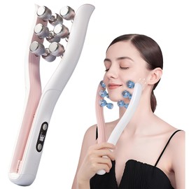 12 Wheels Double Chin Remover Roller, V-Shape Face Massager, 3 EMS Microcurrent Modes Face Massager, Double Chin Firmer for Anti-Wrinkles, Face Lifting Device, Double Chin Remover