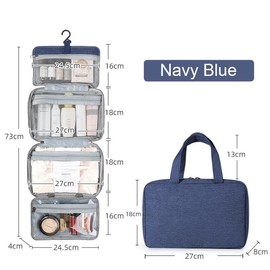 Toiletries Bag Foldable Wet and Dry Separation can be Hung Multi-Coloured Quadruple Storage Cosmetics Portable Toiletry Bag Makeup Bag (Blue)