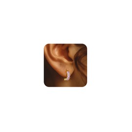 Viromy June Birthstone Earrings,Sparking Cubic Zirconia Gold Hoop Earrings for Women Dainty 14K Gold Huggie Hoop Lightweight Hypoallergenic Jewellery