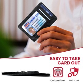 MOIRENTO Airtag Wallet, Carbon Fibre, 5 Credit Card Slots, Photo ID Window, Black Card Holder, Air Tag Wallet, Minimalist, Credit Card Holder, RFID Blocking, Mens, UK
