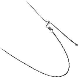 JOSCO Adjustable 1.2mm Spiga, Wheat Chain Rhodium Over Sterling Silver Necklace. 24 Inches or Make It Shorter