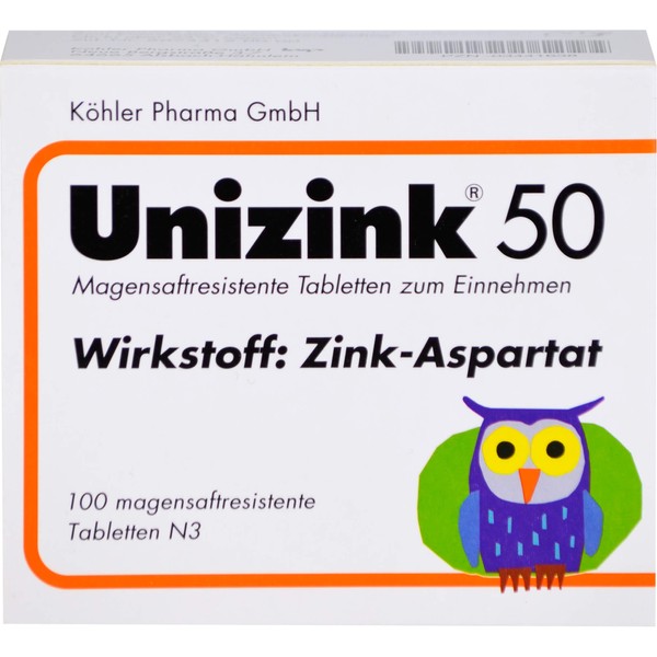 Unizink 50 mg magensaftresistente Tabletten, 100 pcs. Tablets
