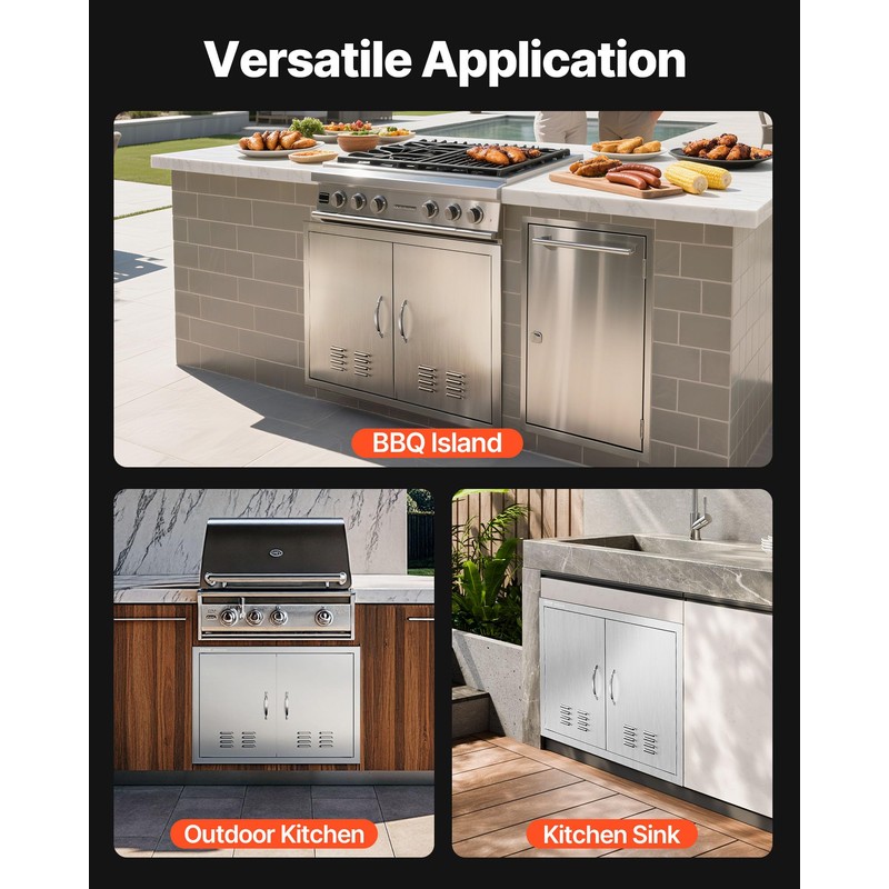 VEVOR Outdoor Kitchen Doors, 30W x 21H Inch, 304 Stainless