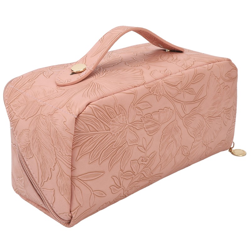 Make Up Cosmetic Bag PU Leather 180 Degree Opening Large