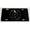 Diamond Etched LA Louisiana State Car Tag Black Metal Front