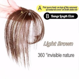 FFWTPY Hair Accessories, Clip-In Bangs with Temples, Fringe, Synthetic Extension, One Piece, Natural Bang Messy Bun Hair Extension for Women (Light Brown 2/30#)