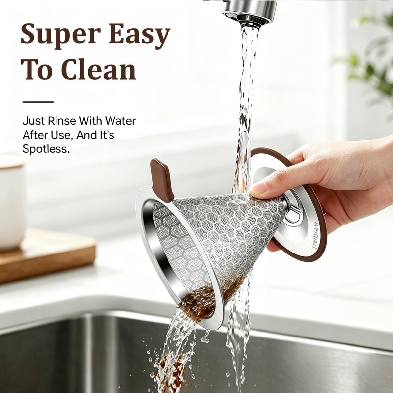 Pour Over Coffee Dripper, Stainless Steel Coffee Filter 600 Mesh