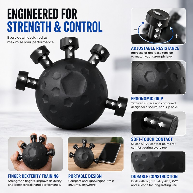 Finger Grip Strengthener for Daily Training – Portable Adjustable Hand