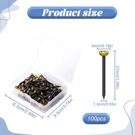 100 PCS Picture Nails with 25 mm Length - Steel Nails for Use on Concrete, Brick, Plaster & Wood - Hardened Steel Nails as Picture Hanging - Made in Europe ,Nails for Hanging Pictures(Golden Head, 30