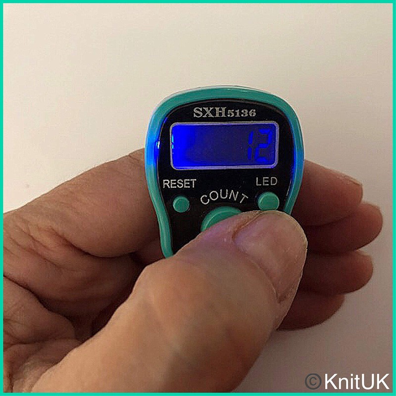 KnitUK Tally Counter - LED Backlight. Pack of 2. Teal
