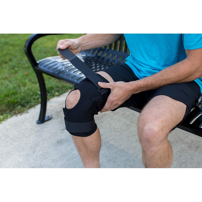 United Ortho Wraparound Hinged Knee Brace, Medium, Black