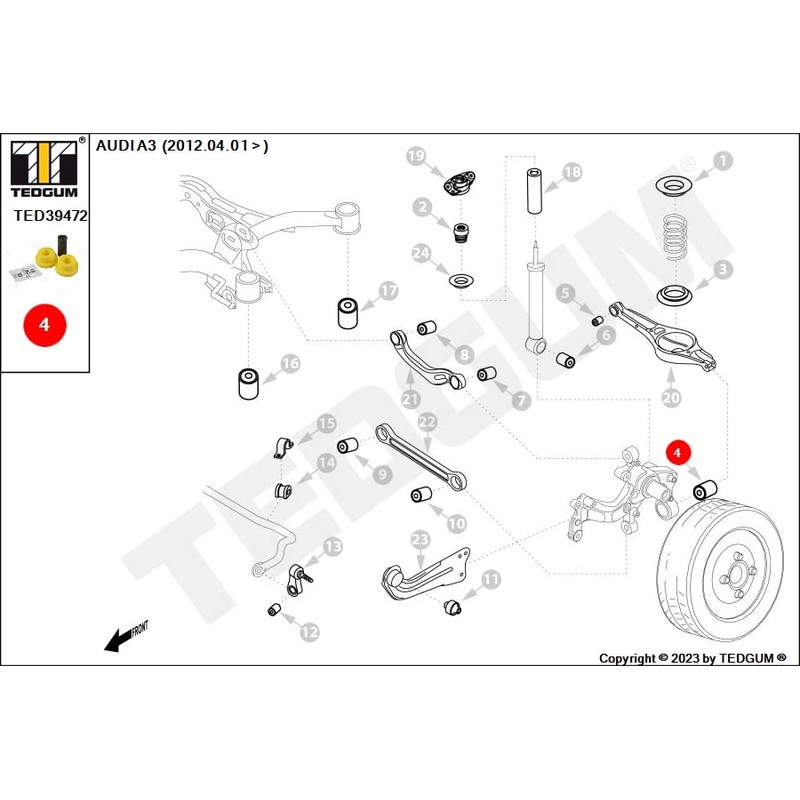 TEDGUM TED39472 POLYURETHANE BUSHING REAR LOWER CONTROL ARM (OUTER)