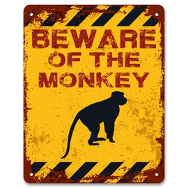 Print Crafted - Beware Of The Monkey | Vintage Metal Garden Yard Warning Sign