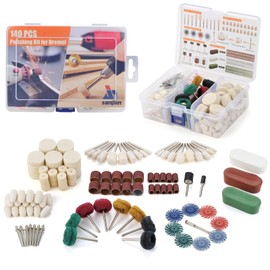 140 PCS Polishing Kit Compatible with Dremel Tools, Buffing Wheels Polishing Bits for Rotary Tool Accessories, 1/8 in Shank, 3Pcs Polishing Compound, Small Sanding Kit for Metal, Resin, Wood, Jewelry