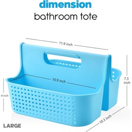 ALINK Plastic Shower Caddy Basket, Portable Divided Cleaning Supply Storage Organizer with Handle for College Dorm Bathroom (blue)