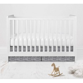 Bacati Clouds in The City Grey Reverse Cityscape Crib/Toddler Bed Skirt Dust Ruffle, White/Grey