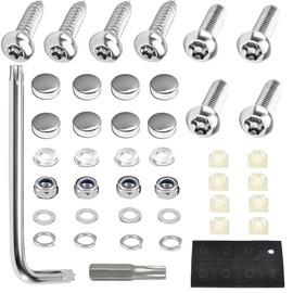 Kit de tornillos antirrobo para matrícula,Tornillos antirrobo de acero inoxidable,Con herramienta de instalación,apto para matrícula de coche, furgone