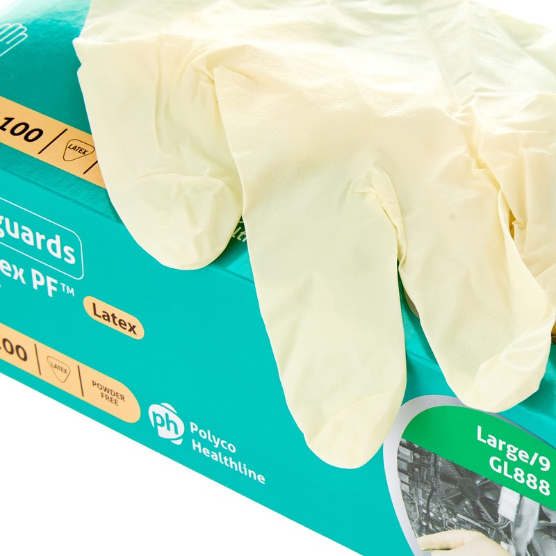 Bodyguard Gl8883 Powder Free Disposable Latex Glove, L Size, White,