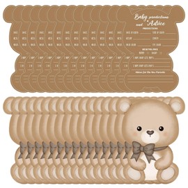 30Pcs Bear Baby Prediction Cards Teddy Bear Baby Shower Prediction Cards and Advice for Baby Shower Decorations Boy Girl Funny Baby Shower Card for New Parents Gender Reveal Games Party Gifts (Bear 1)