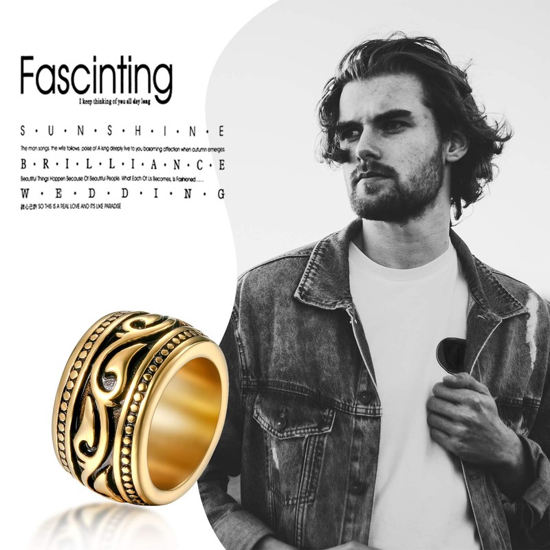 Flongo Men's Thumb Ring, Stainless Steel Ring, Large Hip Hop,