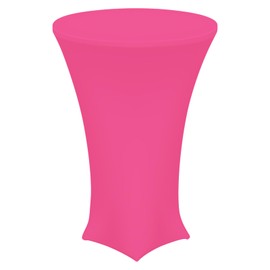 sourcing map Round Cocktail Tablecloth 32" x 43", Highboy Spandex Stretch Tablecloth Table Cover, Fitted High Top Table for Bar Wedding Party, (Rose Pink)