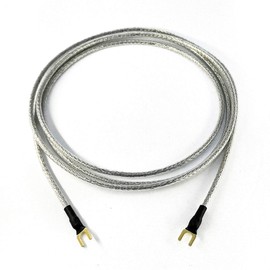 Selected Cable Earthing Cable 2.25 m for Turntable Phono Devices with Ground Connection Including Gold-Plated Fork Shoe Ground Cable Transparent Silver Braided Shield (225 cm)