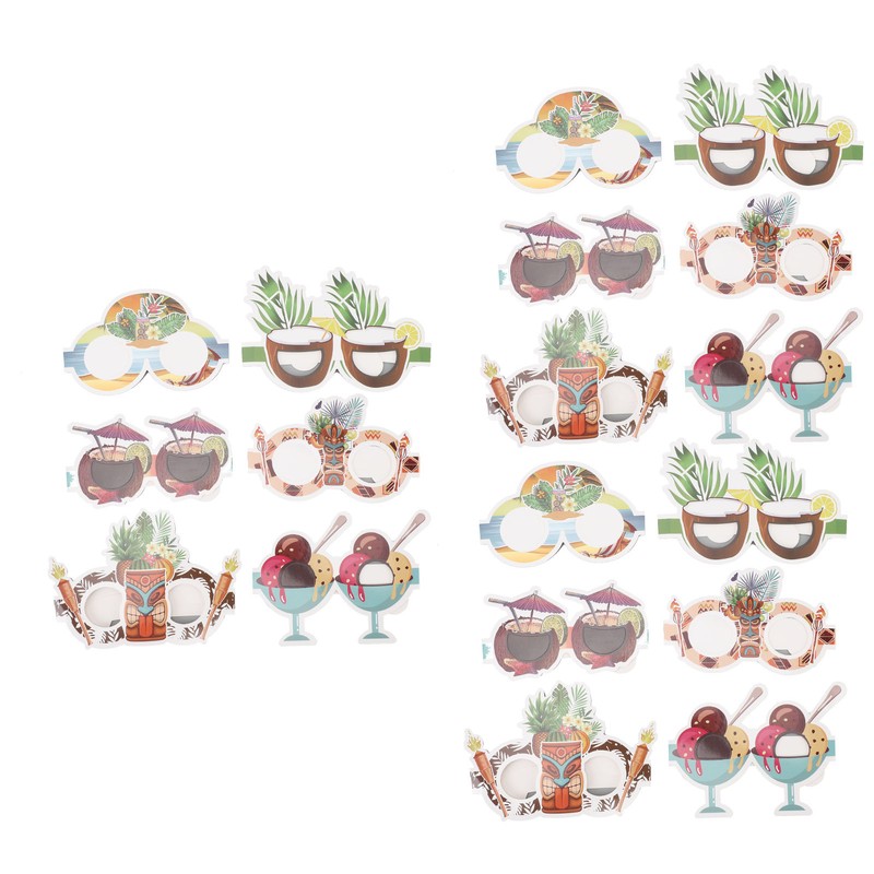 18pcs Paper Eyeglasses 6 Styles Funny Hawaiian Paper Sunglasses for
