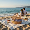 Wicker Picnic Basket with Lid and Handle Sturdy Woven Body