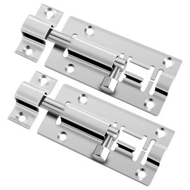 2 pcs 3 Inch Barrel Bolt Security Lock, Stainless Steel Slide Latch Lock with Screwdriver Slide Door Latch for Chests, Cabinets, Windows, Fences