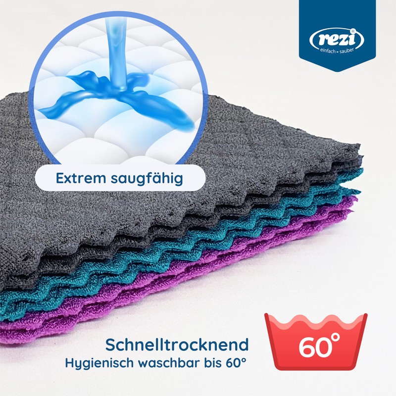 REZI 6 x Microfibre Sponge Cloth Kitchen I Cleaning Cloths/Cleaning