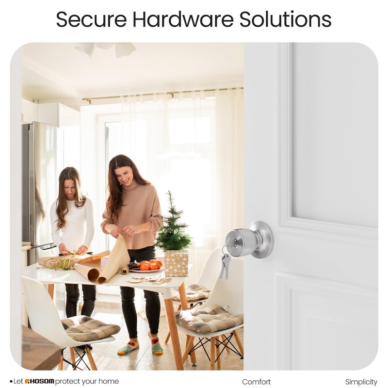 HOSOM Door Knob with Lock and Key, Keyed Entry Door