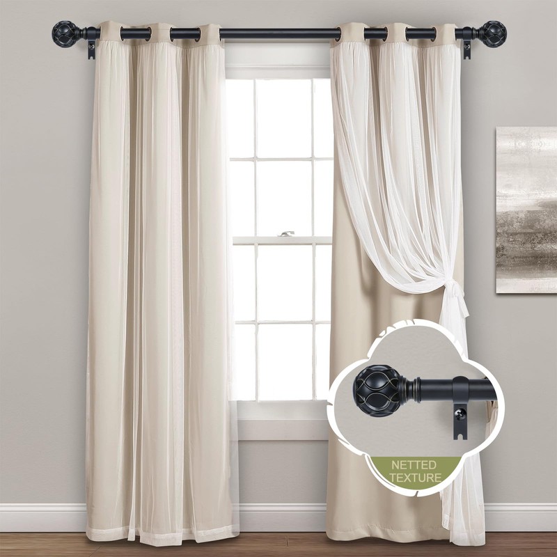 TANGWIN 2 Pack Black Curtain Rods for Windows 48 to