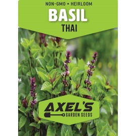 Axel's Garden Seeds Thai Basil Seeds for Planting - Heirloom Non GMO Open-Pollinate - 1 Ounce (Approx 16,500 Seeds)