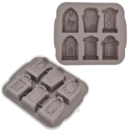 Molde de silicona con 6 tumbas ideal para halloween paratus postres, jabones o recuerdos