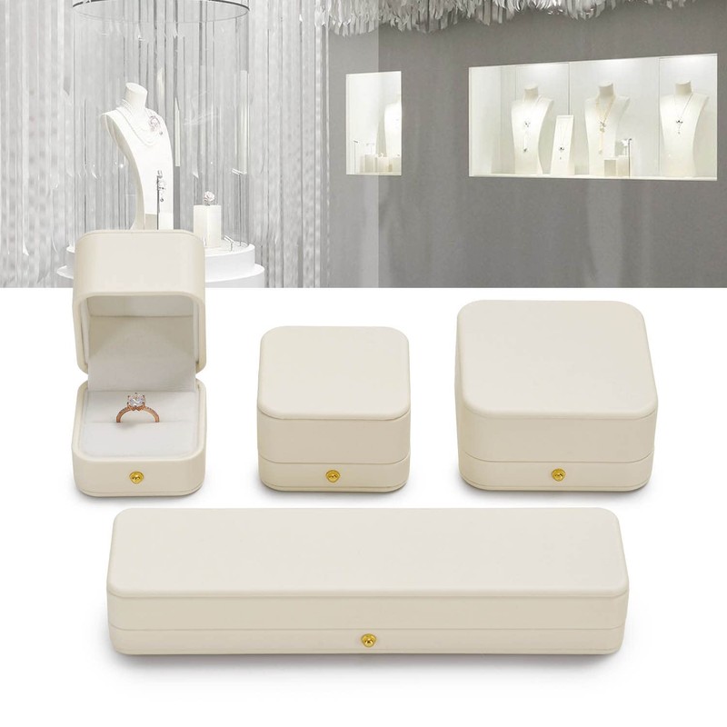 Woodten Small Presentation Jewelry Ring Gift Box Premium White PU