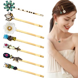 7PCS Vintage Hair Clips, Retro Hair Pins for Women Bobby Pins Hairpins Rhinestone Decorative Hair Slides Clips Accessories