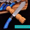 Professional Kitchen Knives set Custom Made Damascus Steel 8 pcs