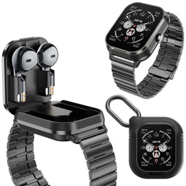 findtime Smartwatch with Headphones 2-in-1 Running Watch Men's Pedometer Heart Rate Monitor Blood Pressure Fitness Watch Sleep Tracker Sports Watch In-Ear Headphones Watch with Wireless Headset Smart